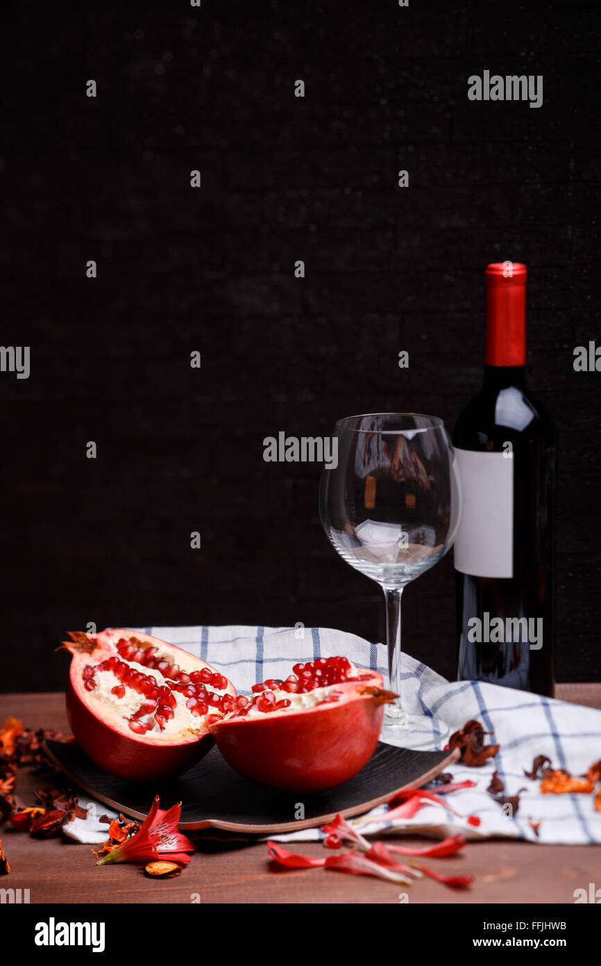 pomegranate and wine Stock Photo Alamy
