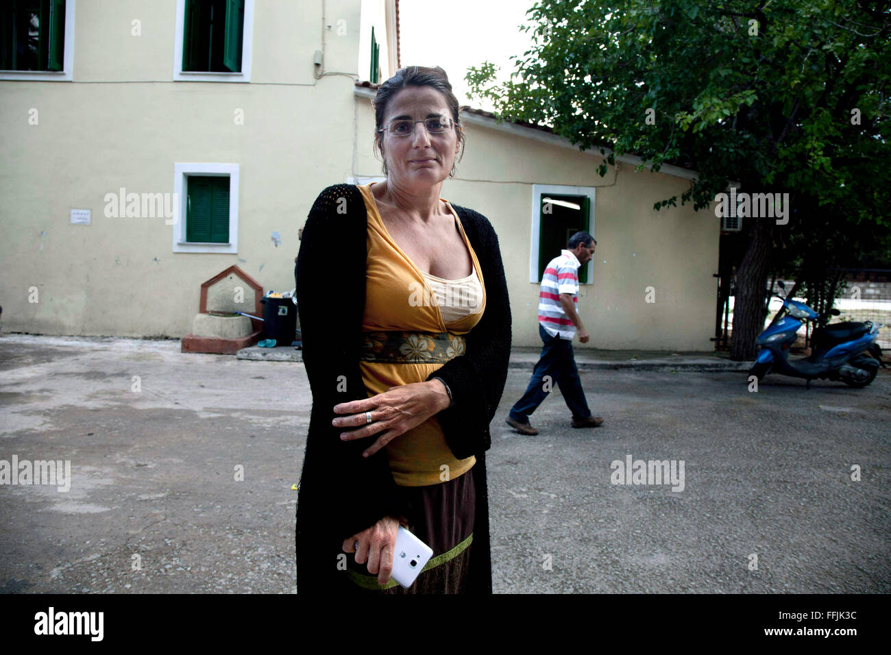 Efi Latsoudi is one of the volunteers of the citizen solidarity group that acts since many years in Lesvos. Stock Photo