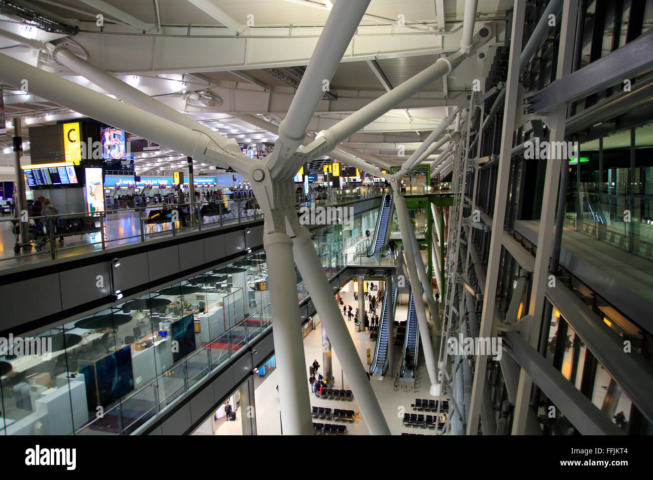 Modern architecture of Terminal Five, Heathrow airport, London, England, UK Stock Photo