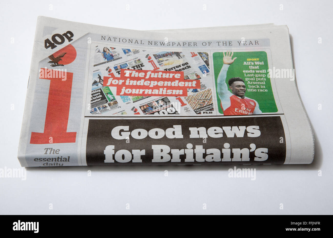 The i Newspaper,a concise version of its sister broadsheet,The Independent.The i Newspaper is making a profit. Stock Photo