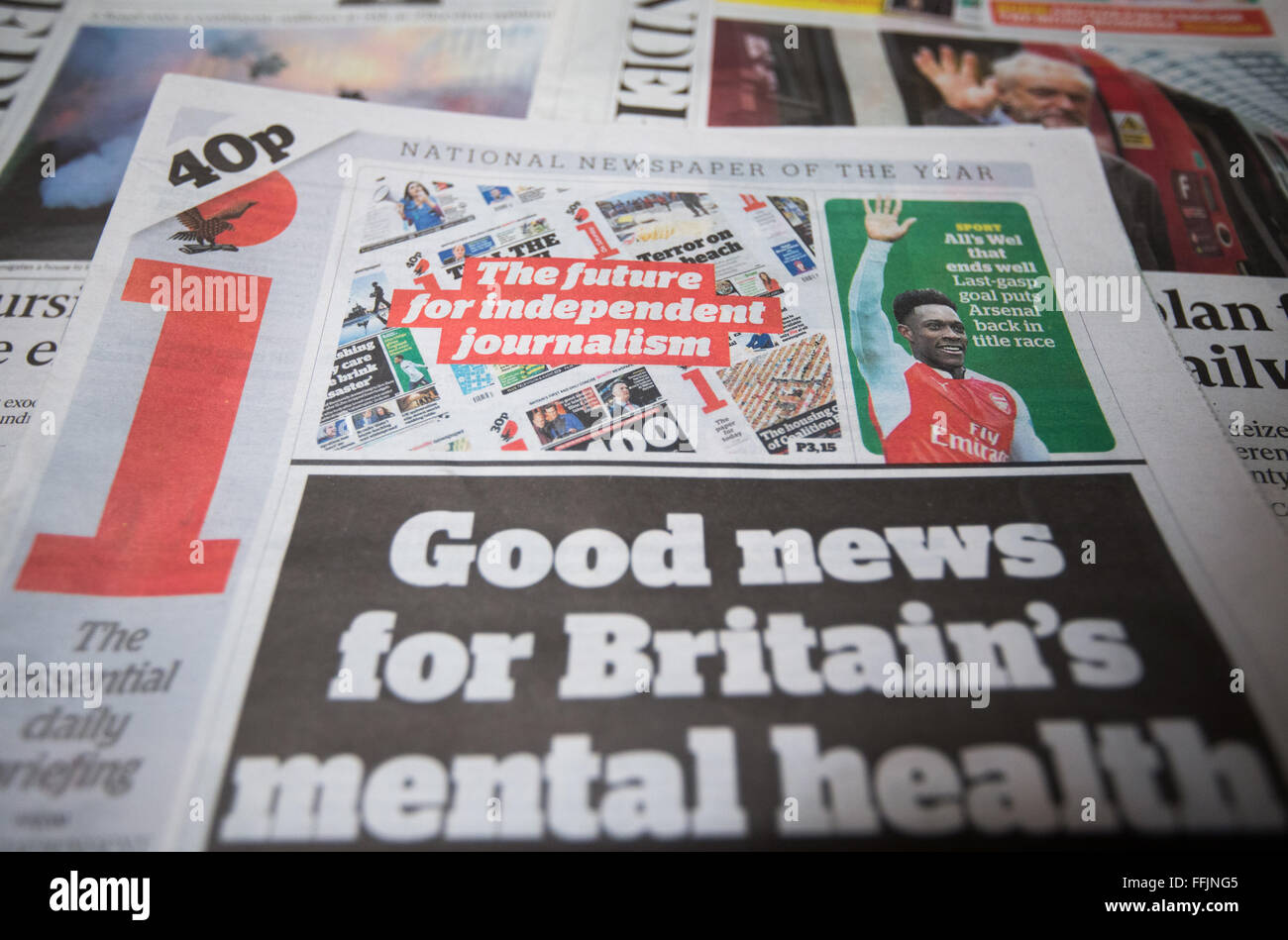 The i Newspaper,a concise version of its sister broadsheet,The Independent.The i Newspaper is making a profit. Stock Photo