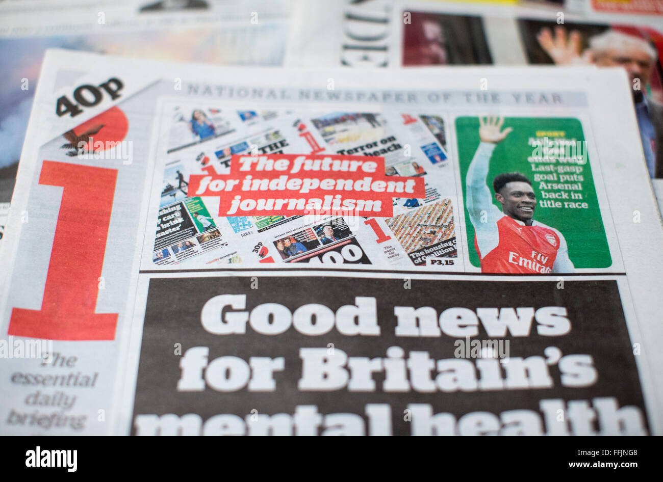 The i Newspaper,a concise version of its sister broadsheet,The Independent.The i Newspaper is making a profit. Stock Photo