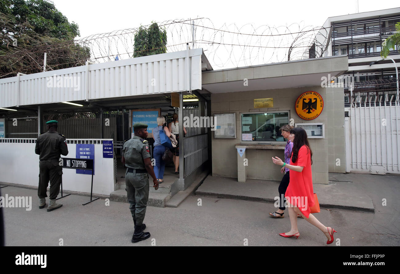 Lagos, Nigeria. 10th Feb, 2016. A view of the German General Consulate