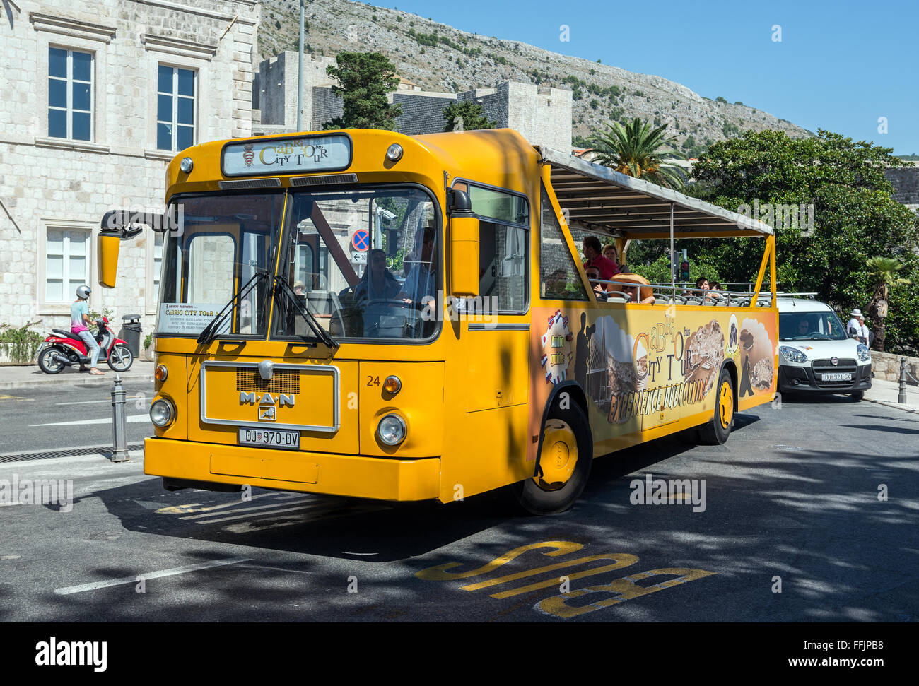 City tour bus in Dubrovnik, Croatia Stock Photo