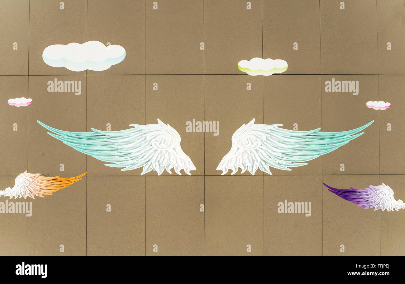 Angel wings painted on the wall illustration background Stock Photo - Alamy Angel wings painted on the wall illustration background Stock Photo - Alamy
