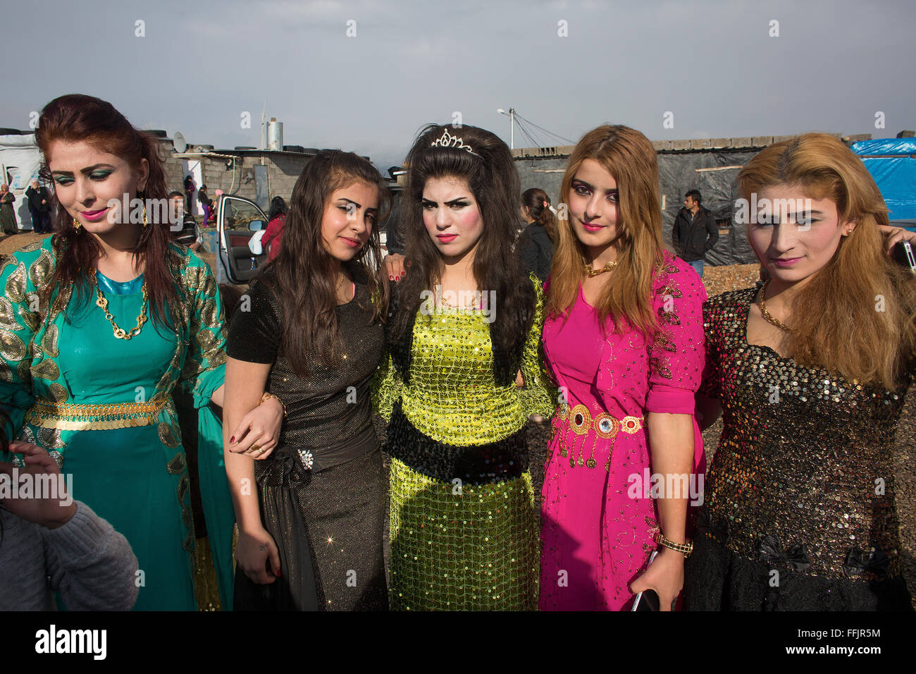 Kurdish traditional wedding in Barika refugee camp in Iraq Stock Photo