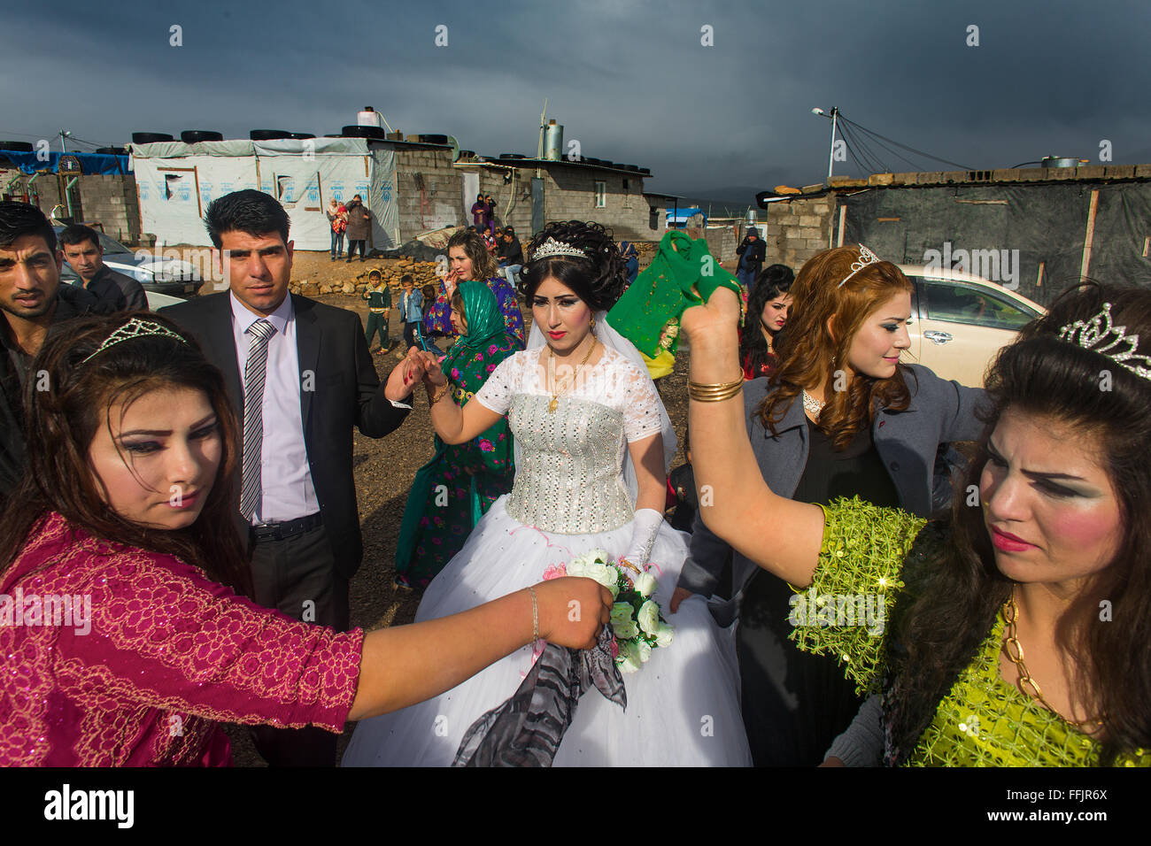 Kurdish traditional wedding in Barika refugee camp in Iraq Stock Photo