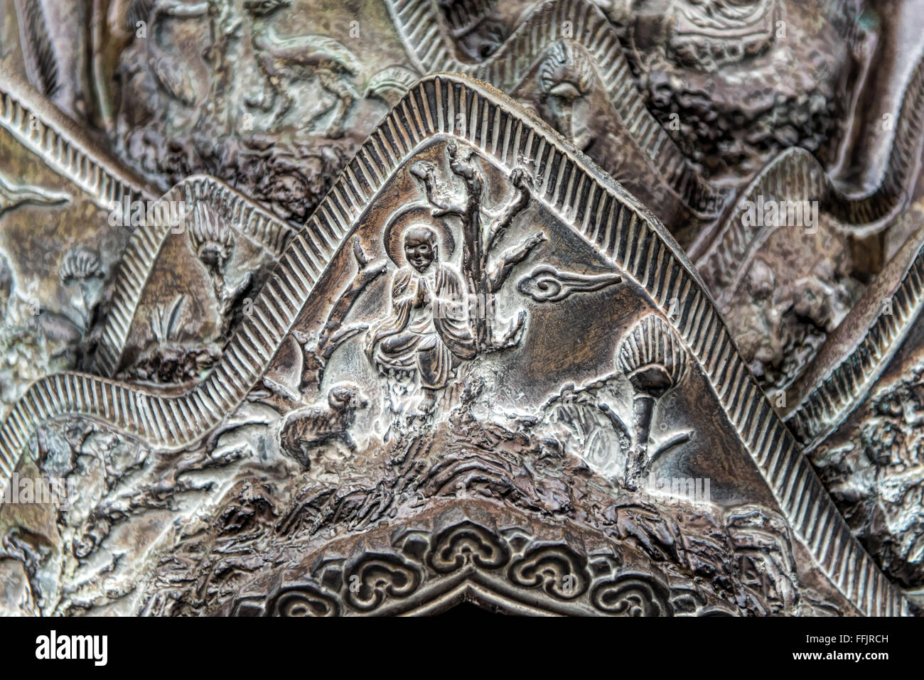 Bronze mural of Sinheungsa Temple in Seoraksan National Park, Sokcho, South Korea Stock Photo