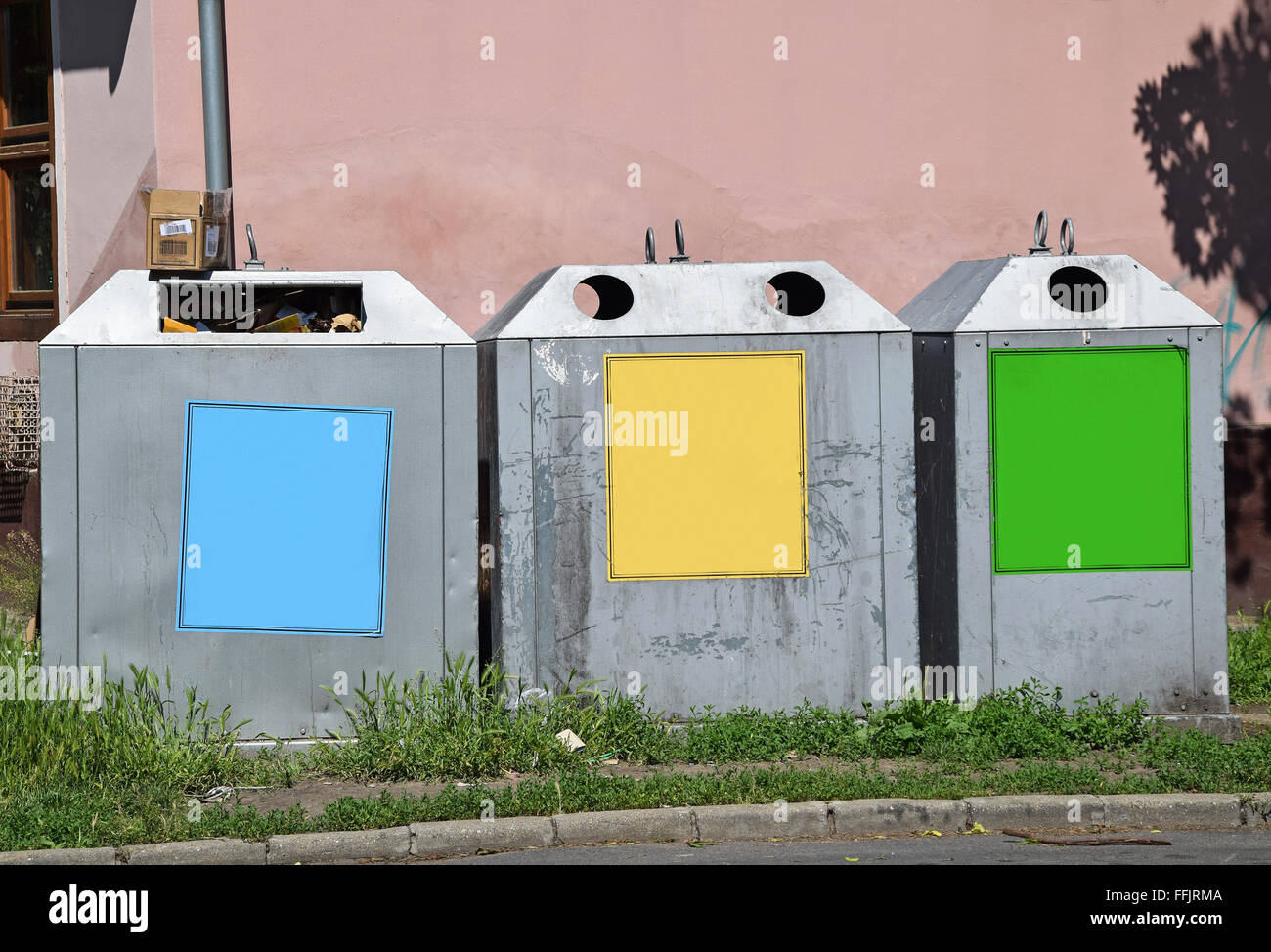 Selective garbage cans on the street Stock Photo Alamy