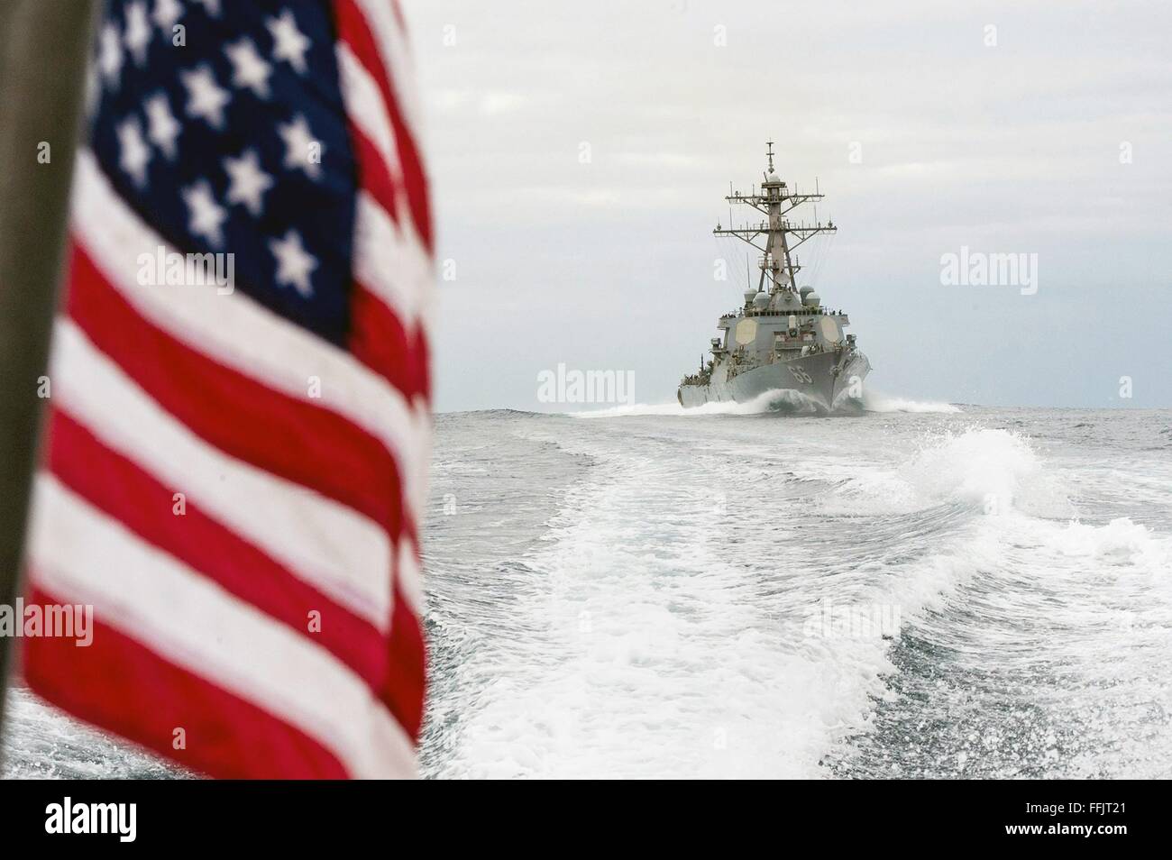 U.S Navy Arleigh Burke-class guided missile destroyer USS Gonzalez during operations January 27, 2016 in the Indian Ocean. Stock Photo