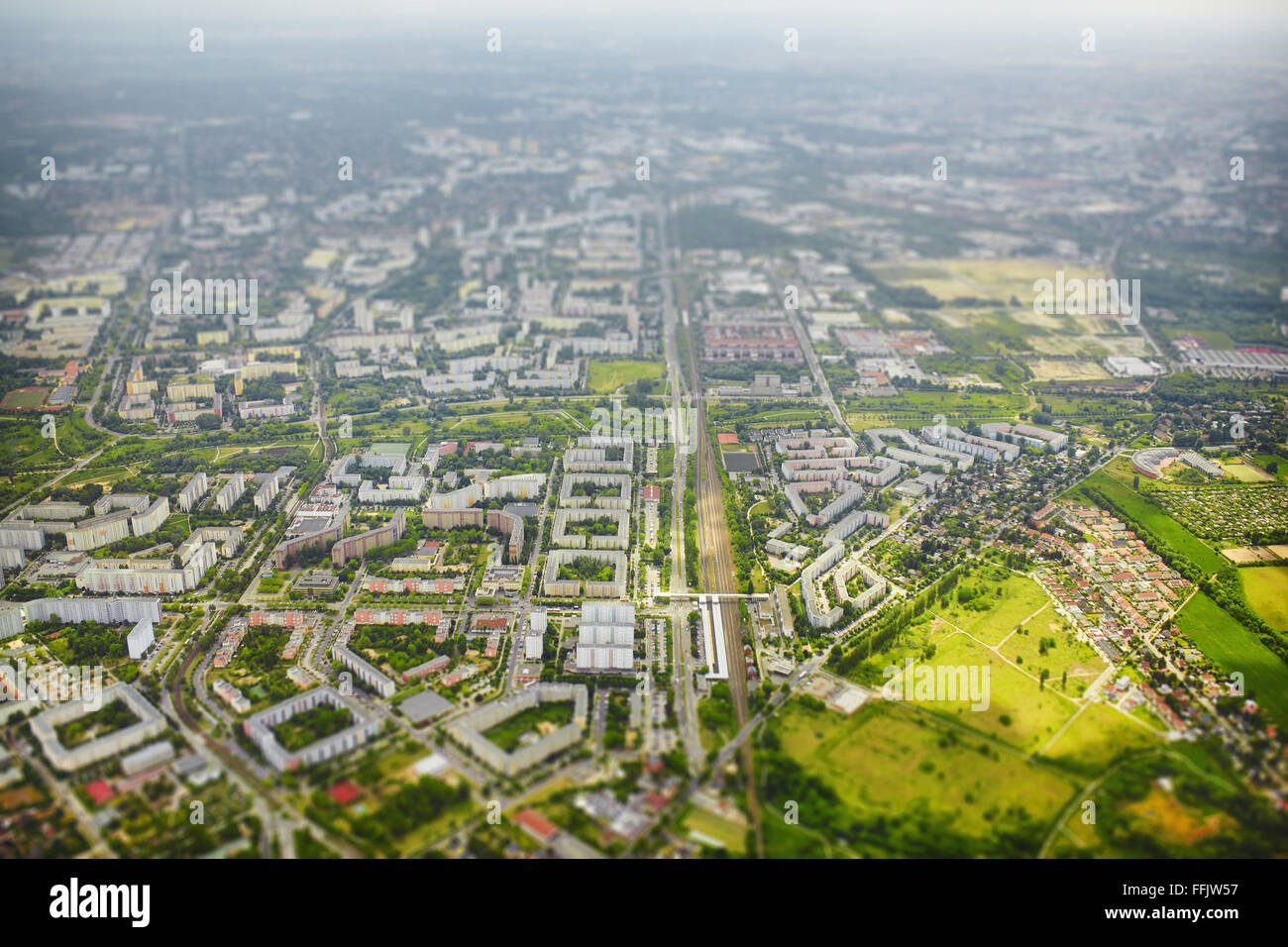 Tilt shift aerial view of Berlin Stock Photo