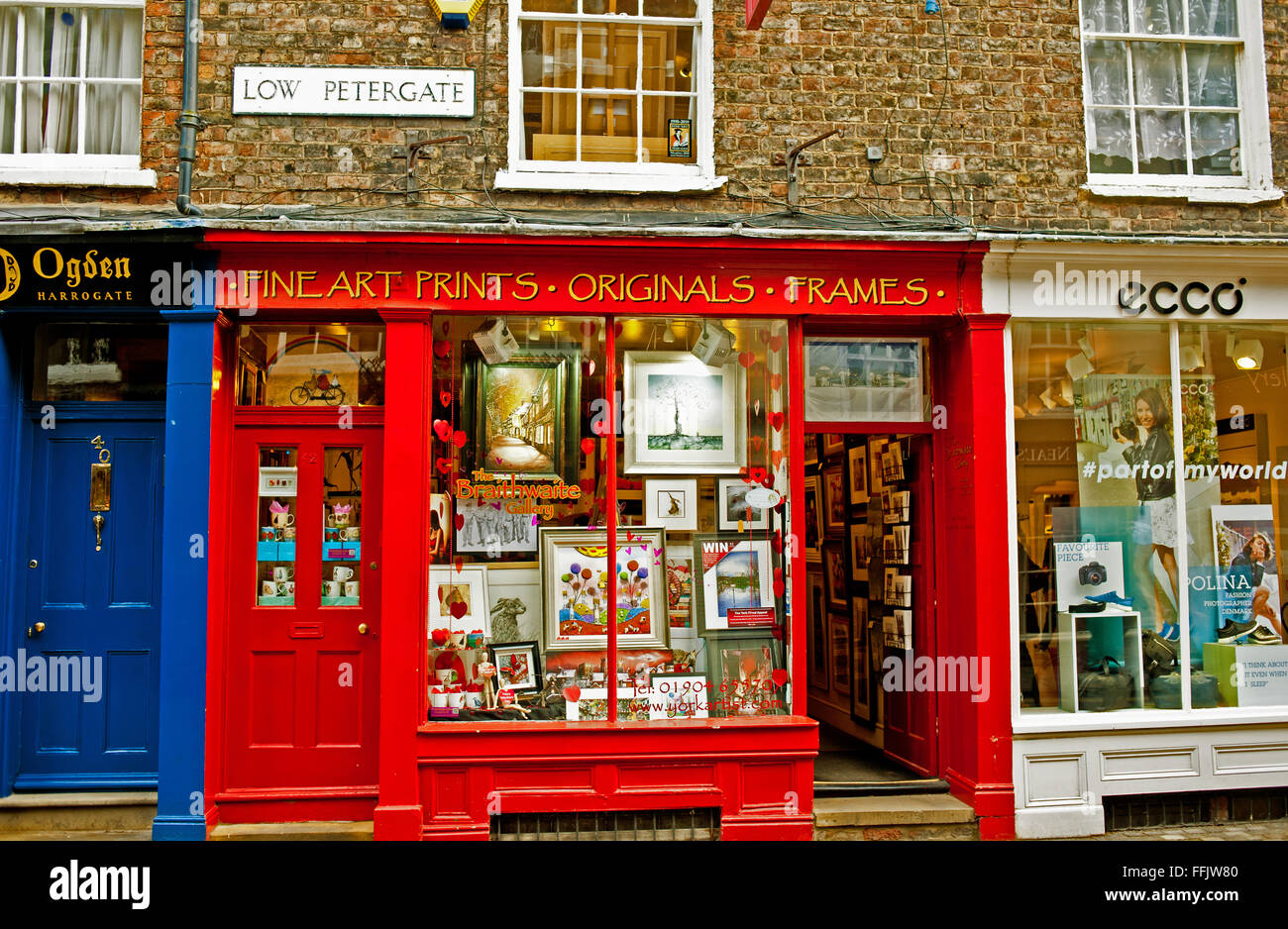 Fine Art Print Shop in Low Petergate, York Stock Photo