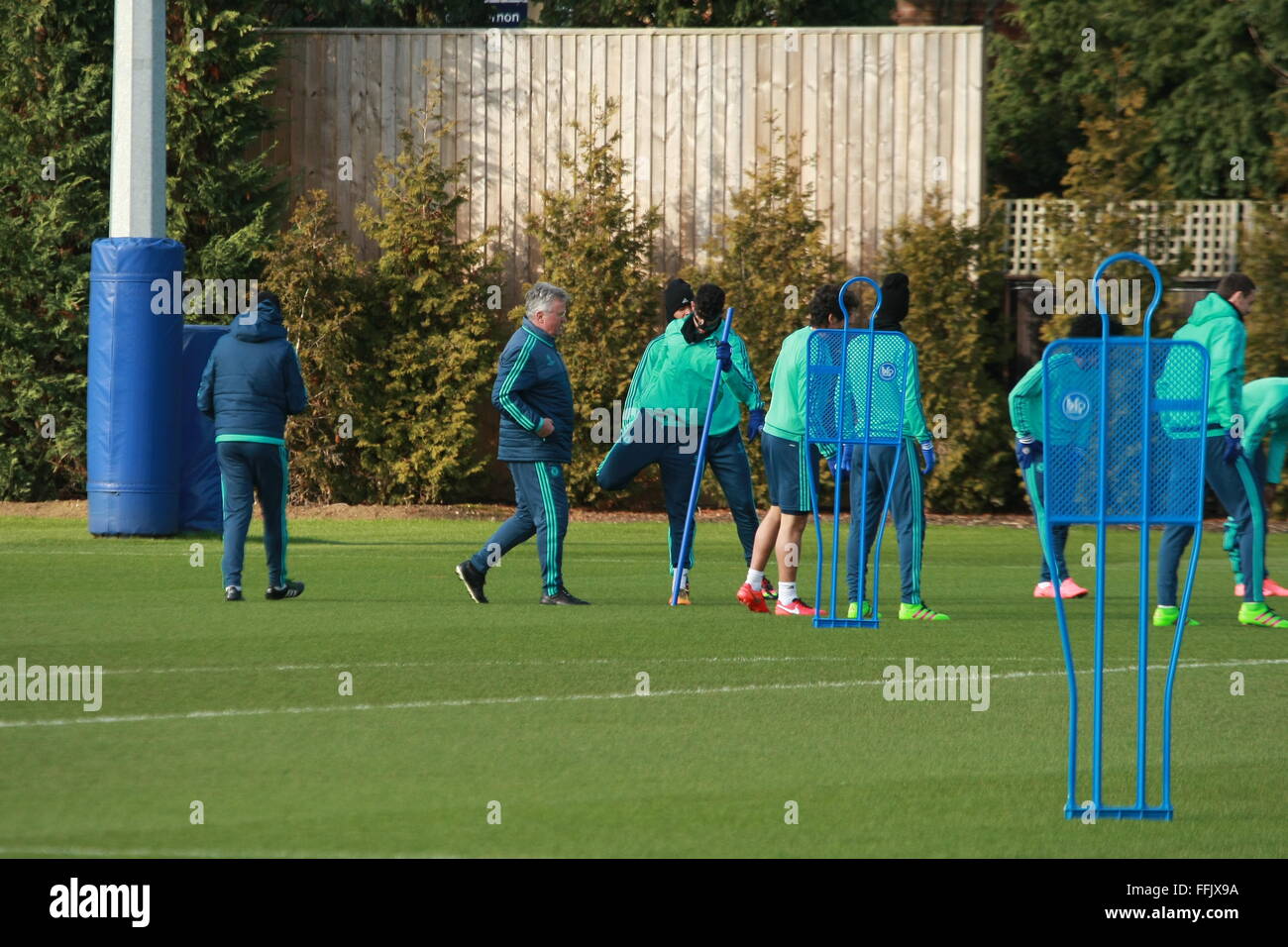 The Chelsea Football team train prior to their knockout first leg ...