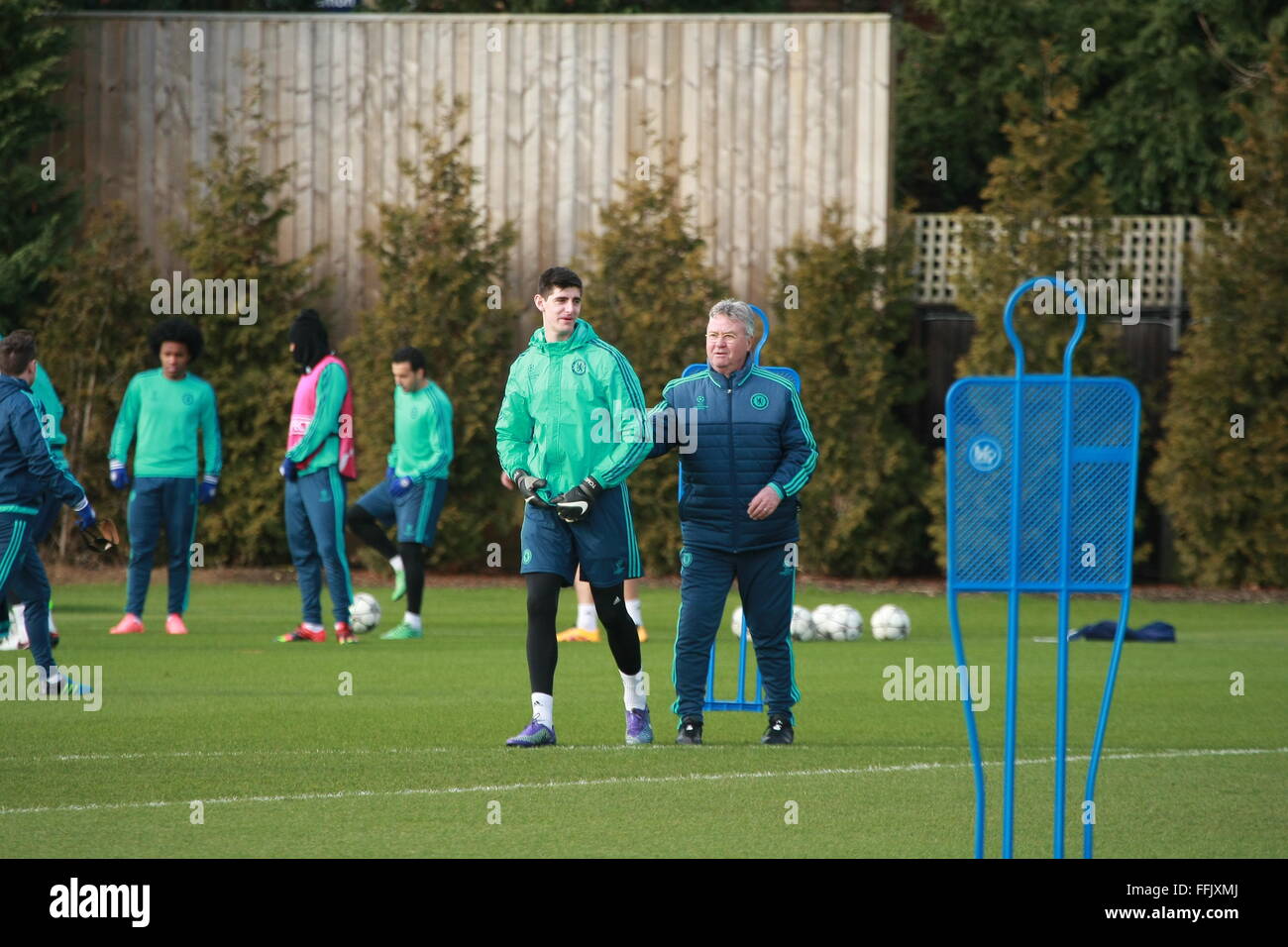 The Chelsea Football team train prior to their knockout first leg ...