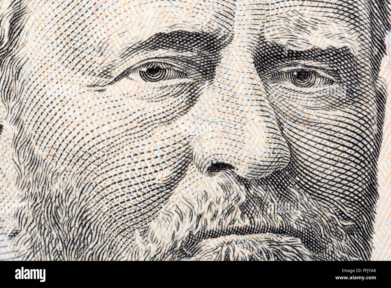 Ulysses Grant a close-up portrait on US fifty dollars Stock Photo