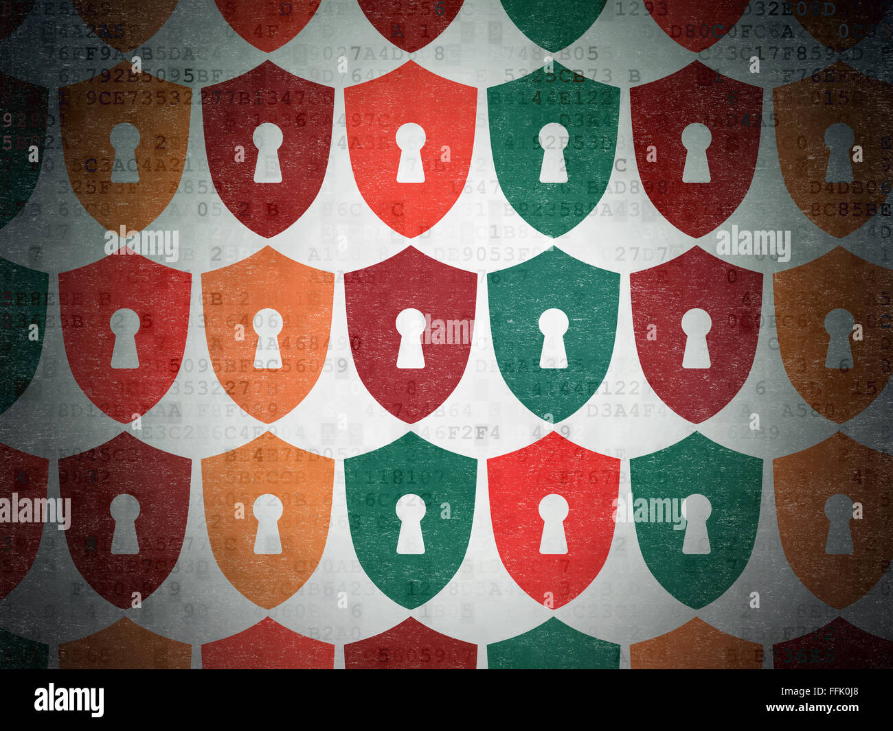 Security concept: Shield With Keyhole icons on Digital Paper background ...