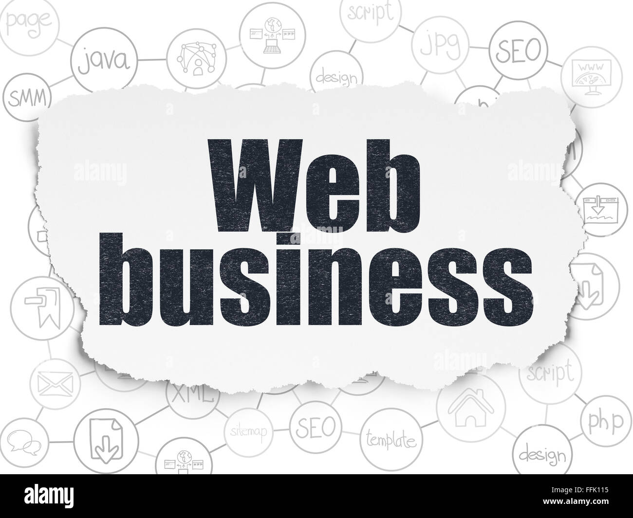 Web development concept: Web Business on Torn Paper background Stock Photo