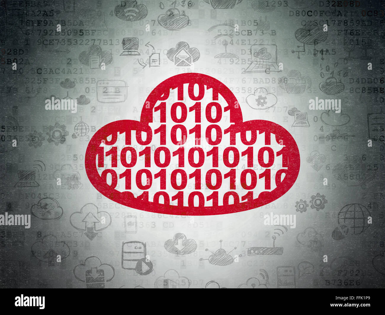 Cloud computing concept: Cloud With Code on Digital Paper background ...