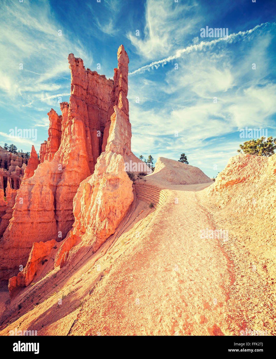Vintage toned rock formations in Bryce Canyon National Park, Utah, USA. Stock Photo
