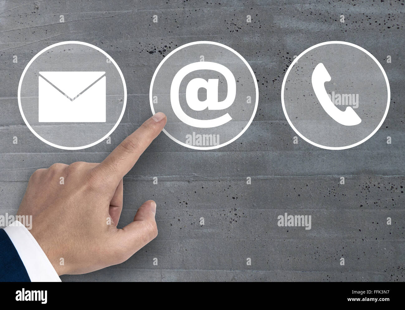 Contact icons e mail newsletter phone concept. Stock Photo