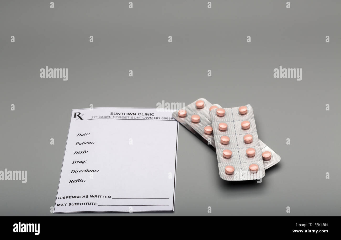 Prescription and pill blister packs Stock Photo