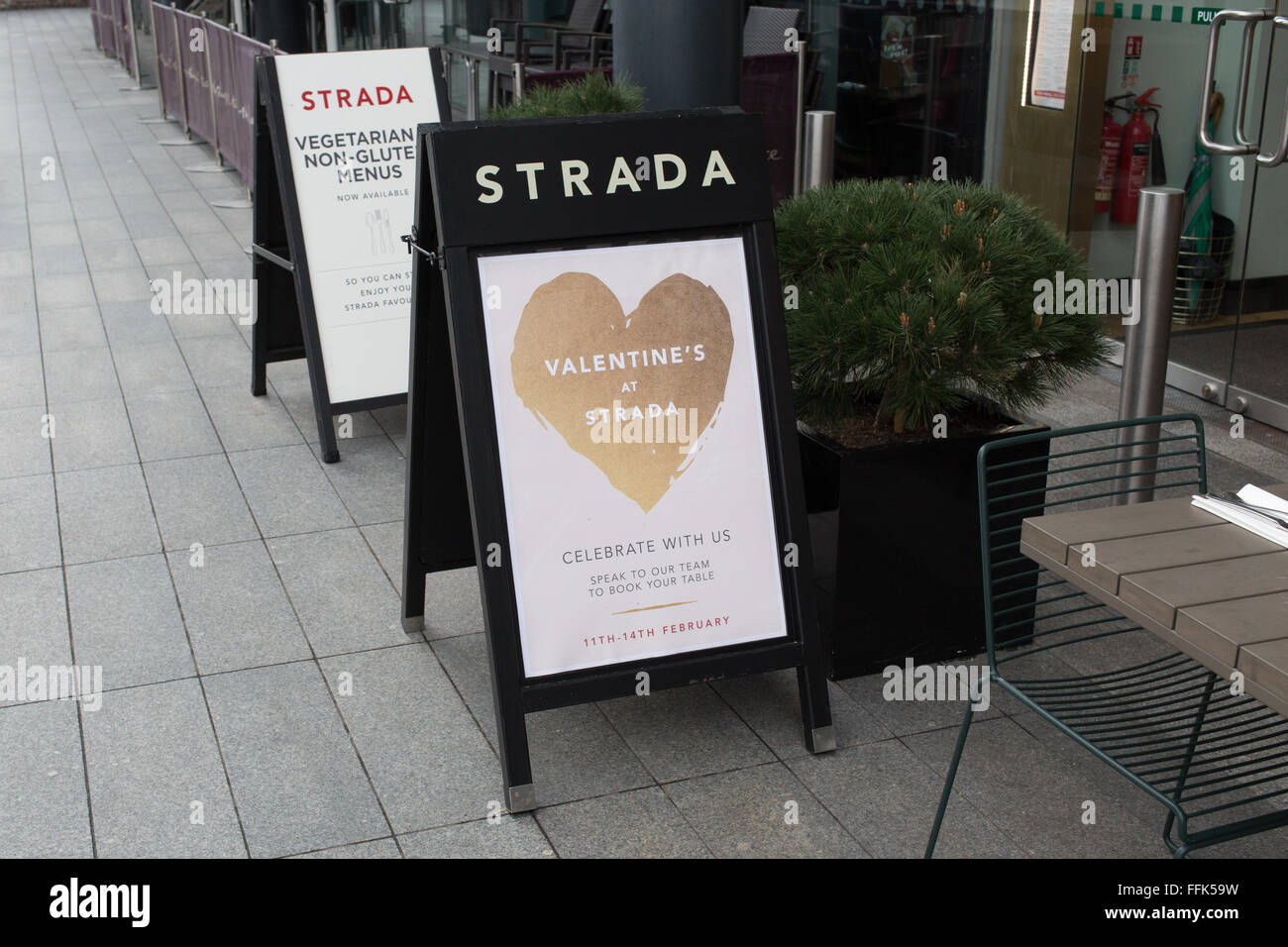 Valentine's at Strada sign Stock Photo - Alamy