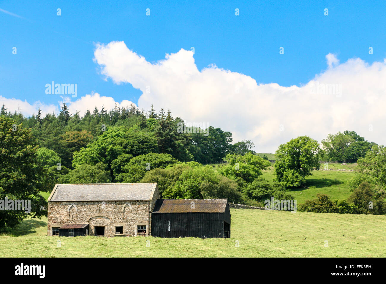 Farmhouse with barn, Carlton, Yorkshire Dales, England Stock Photo Alamy