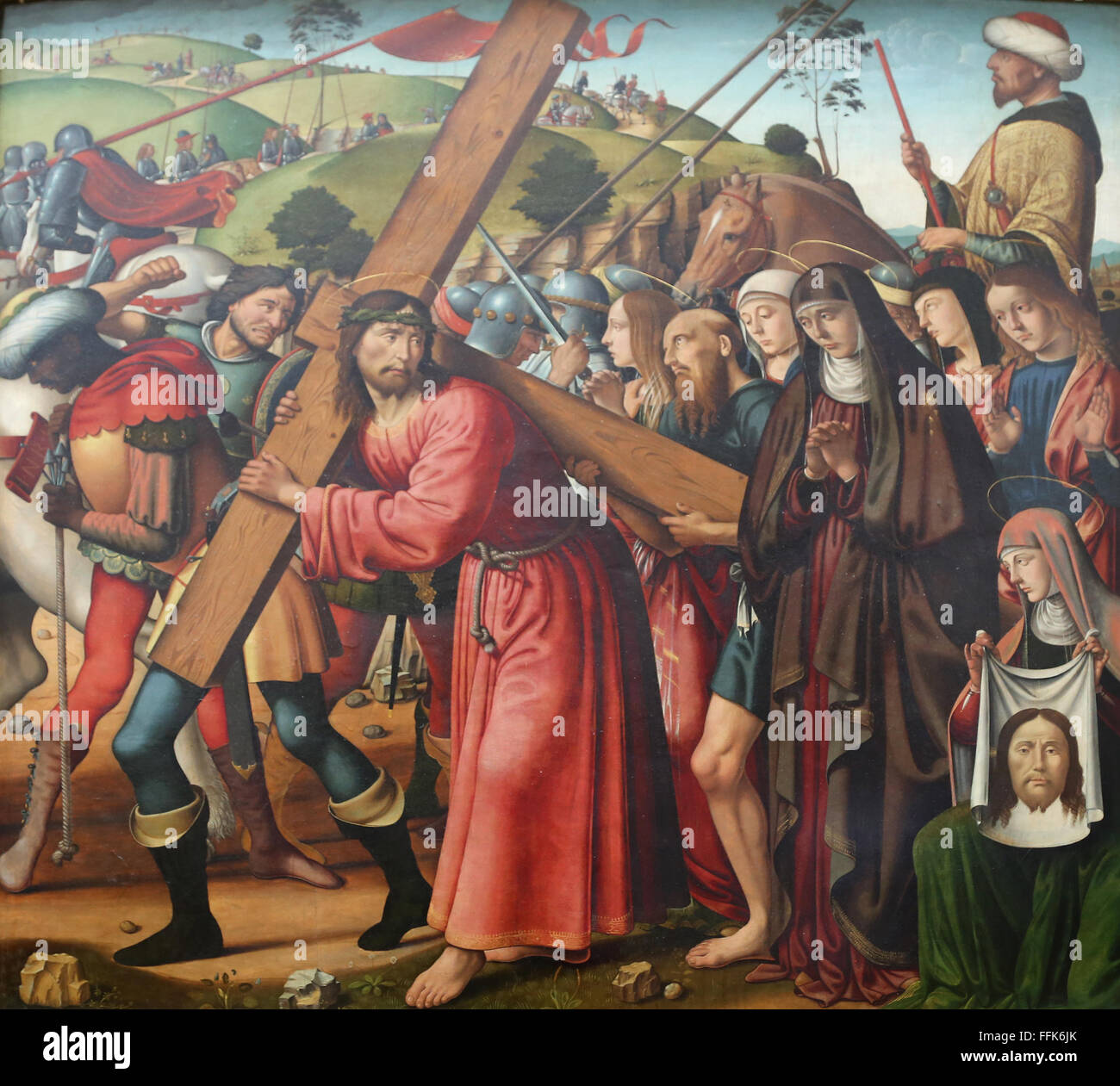 Christ carrying the Cross, 1466. By Italian painter Biagio d'Antonio (1446-1508). Renaissance. Louvre Museum. Paris. France. Stock Photo