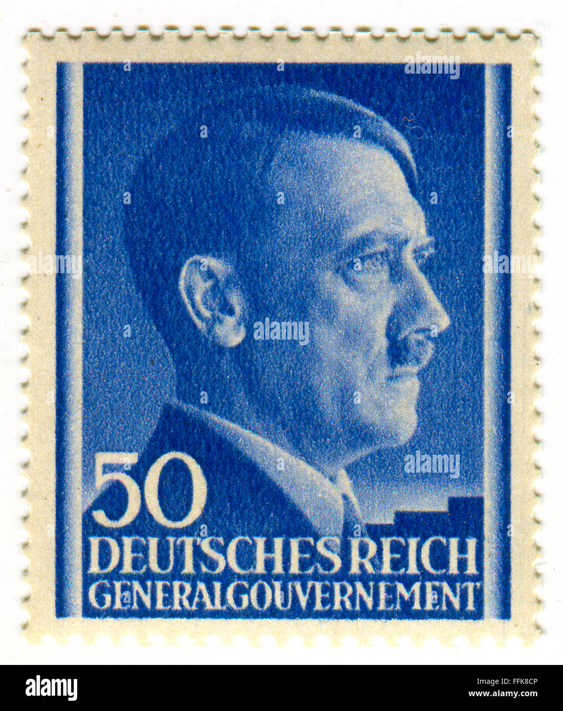 A stamp printed in GERMANY shows image of the Adolf Hitler (20 April 1889 - 30 April 1945) was an Austrian-born German politicia Stock Photo