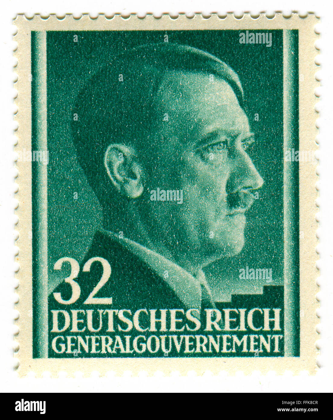 A stamp printed in GERMANY shows image of the Adolf Hitler (20 April 1889 - 30 April 1945) was an Austrian-born German politicia Stock Photo