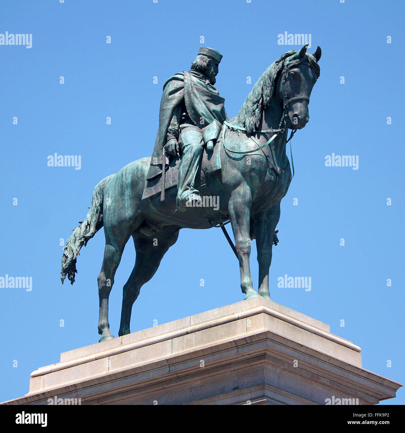 Giuseppe Garibaldi Statue at Gianicolo - Rome, Italy Stock Photo