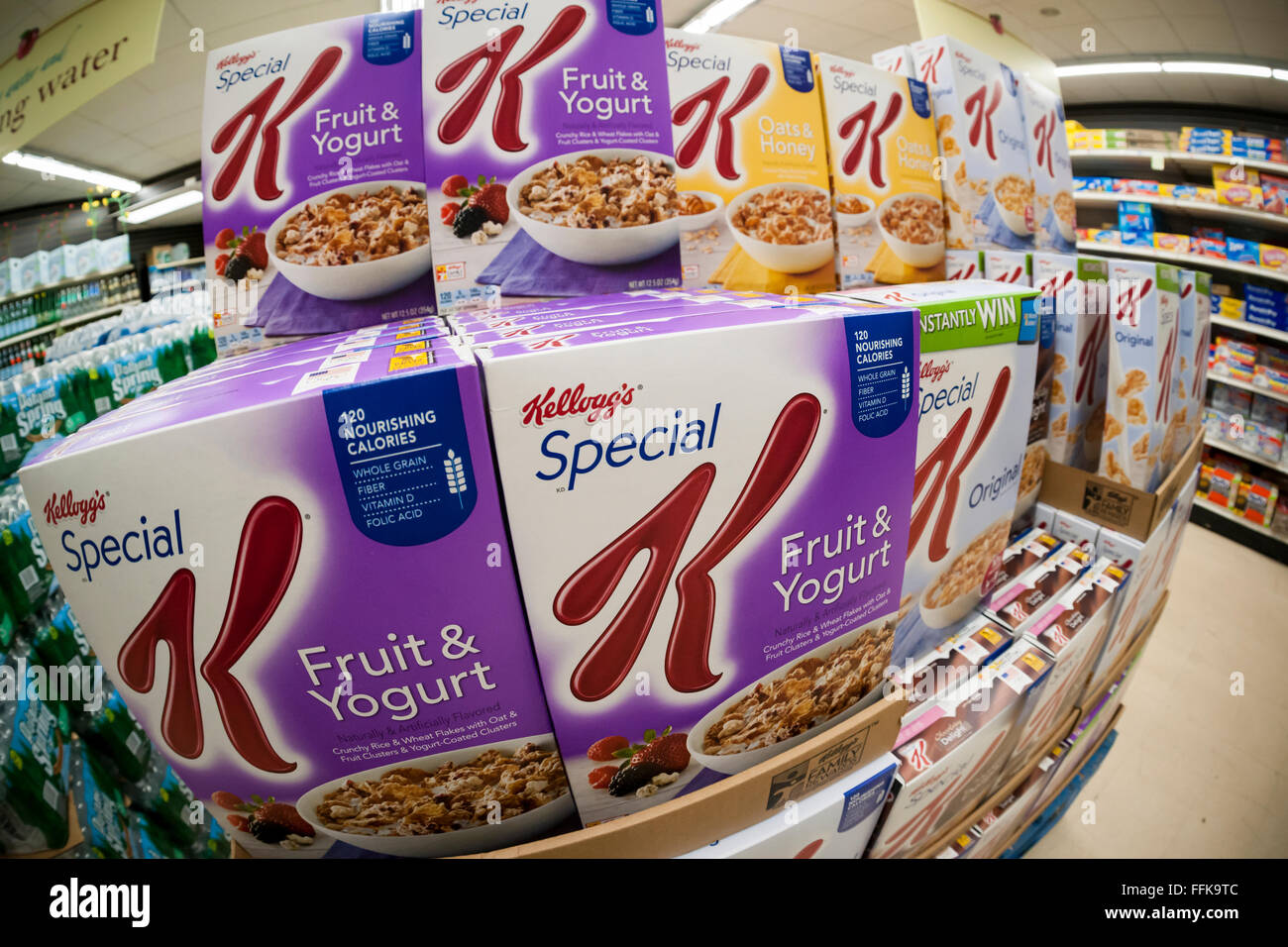 Boxes of Kellogg's Special K breakfast cereal in the grocery department