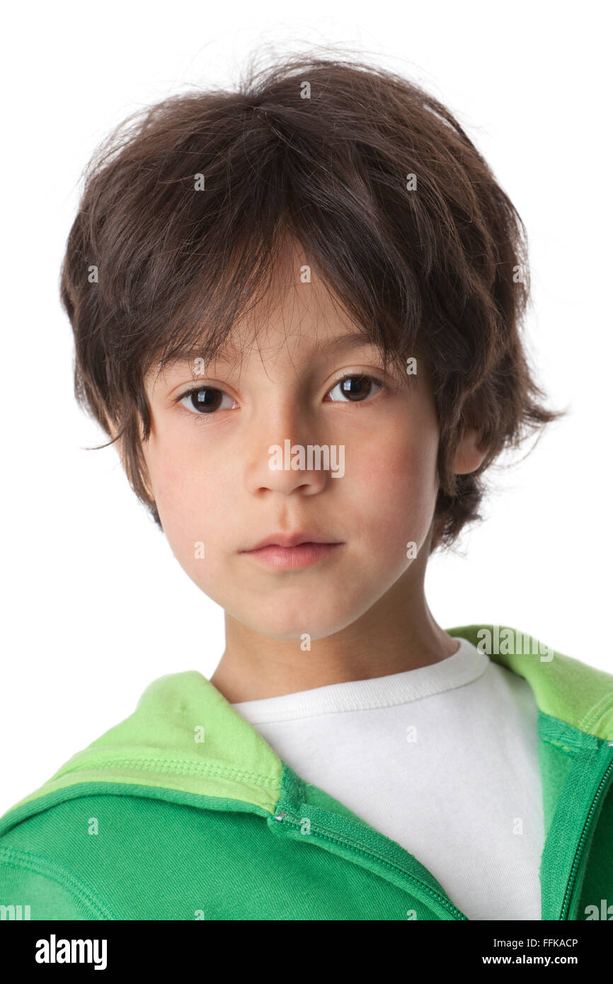 Portrait of a cool little boy on white background Stock Photo - Alamy