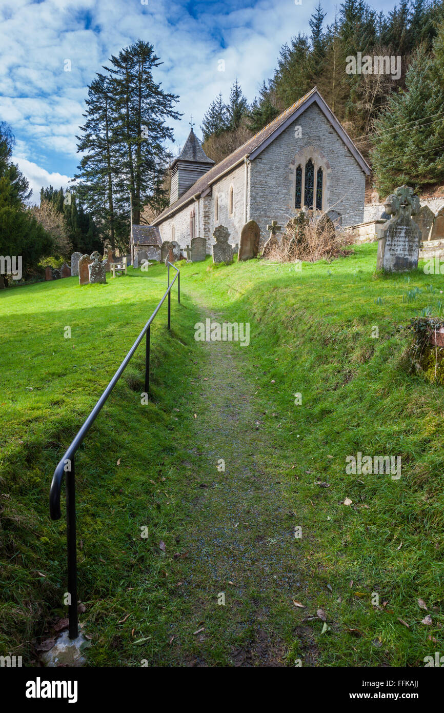 St Michaels and All Angels Church at Stowe, Shropshire, England, near Knighton, Powys, Wales, UK Stock Photo