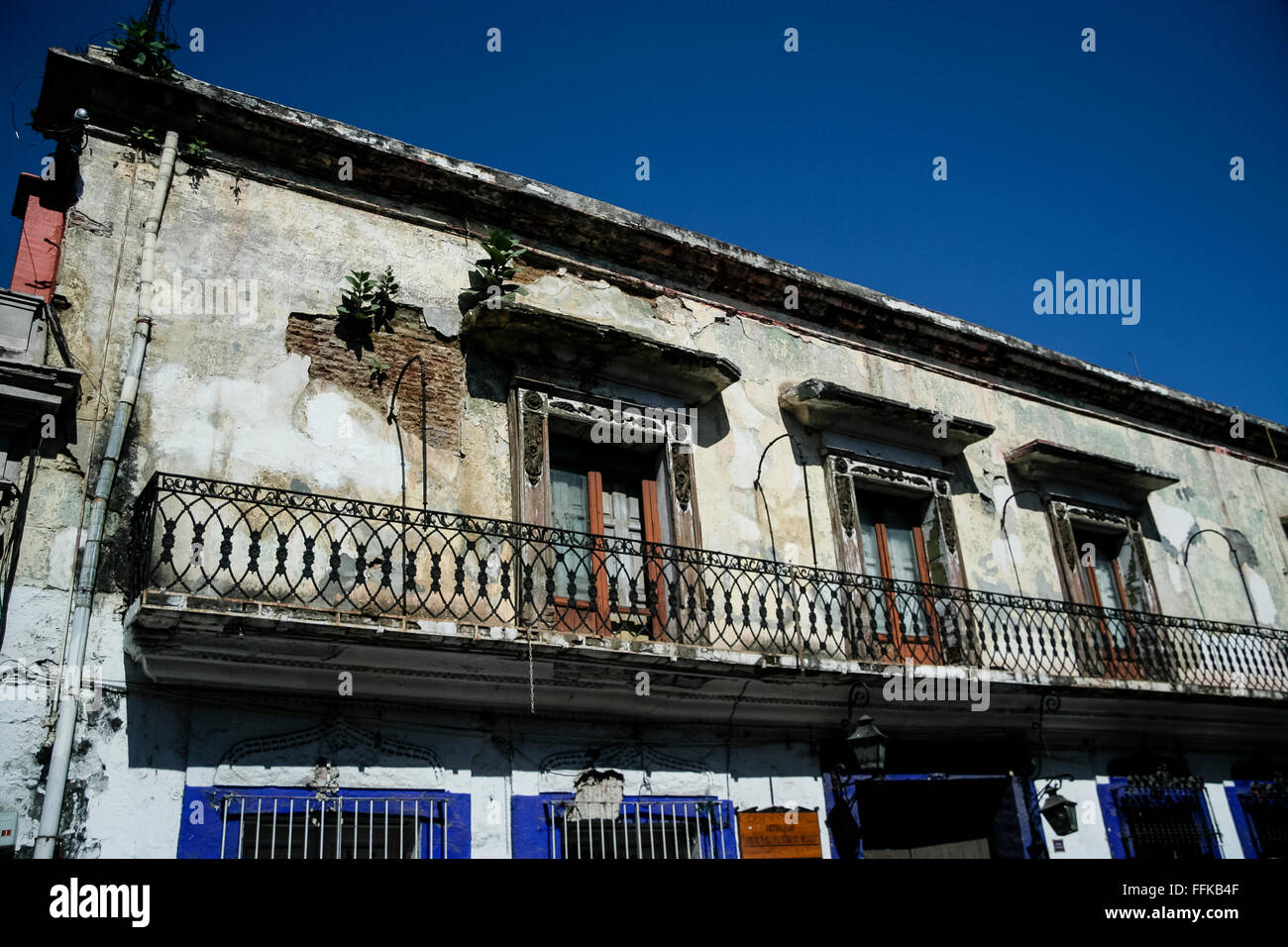 Oaxaca, Mexico. Crumbling building facade. Stock Photo