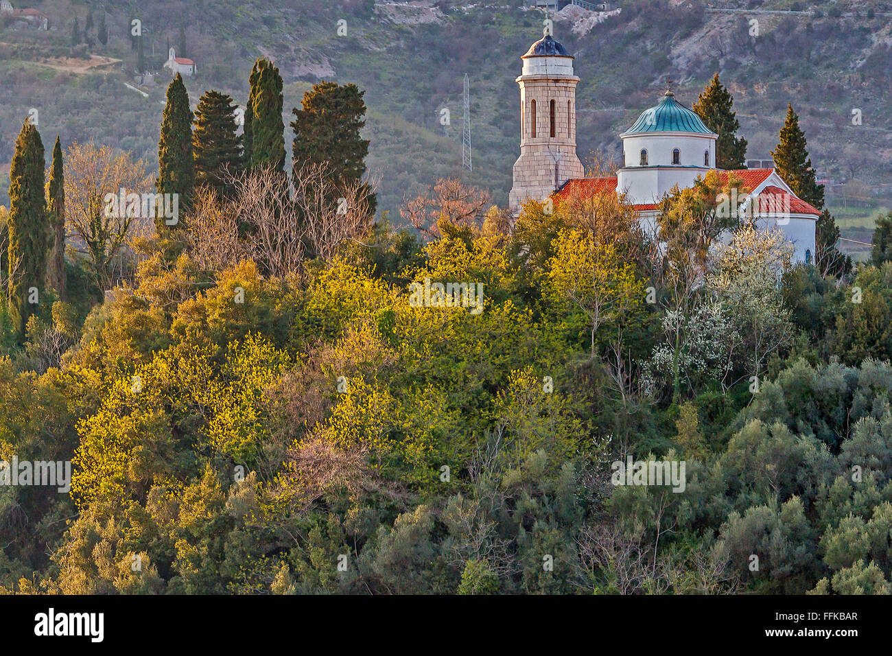 Church On The Hillside Kotor Montenegro Stock Photo