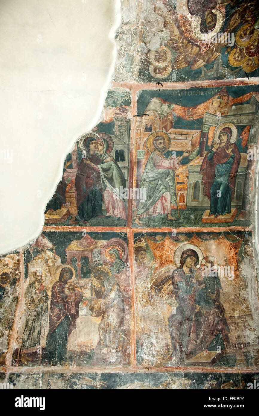 Griechenland, Kreta, Mires, Sivas, Listaros, Fresken in der Kirche im einsam gelegenen Kloster Odigitrias. Stock Photo