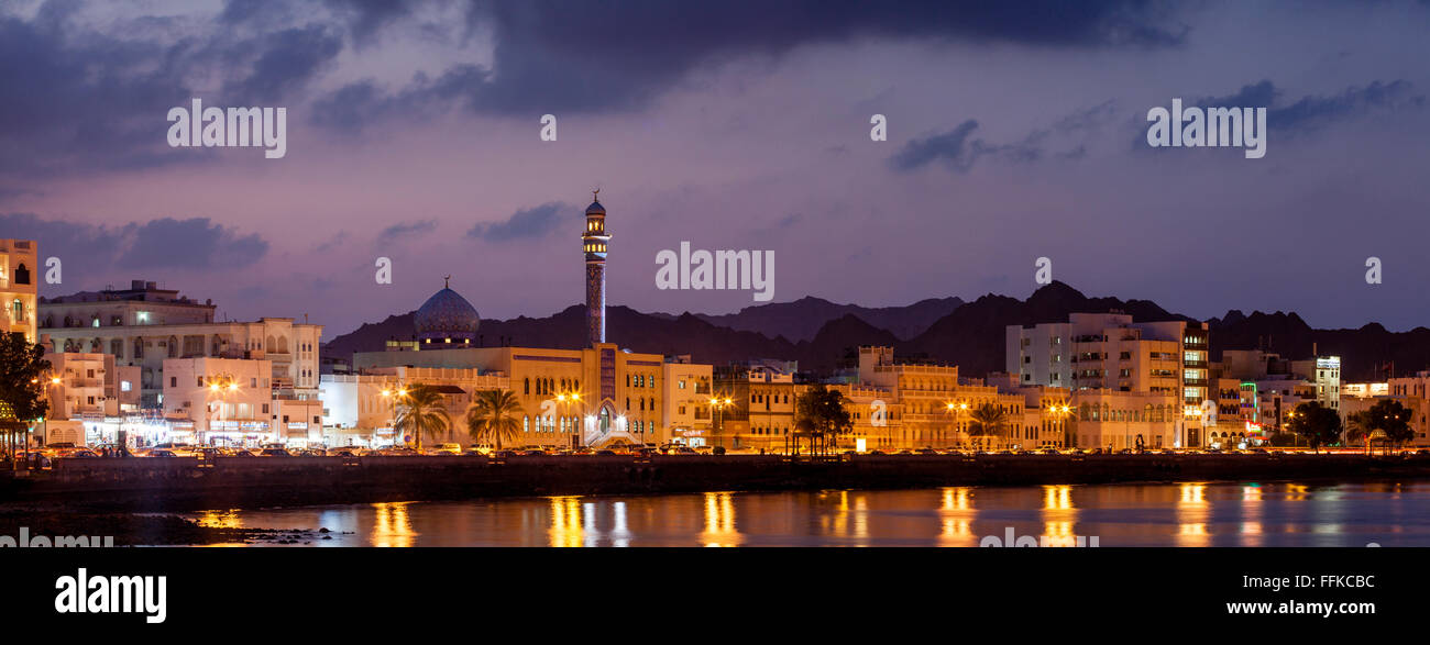 A Panorama Of The Corniche (Promenade) At Muttrah, Muscat, Sultanate Of Oman Stock Photo