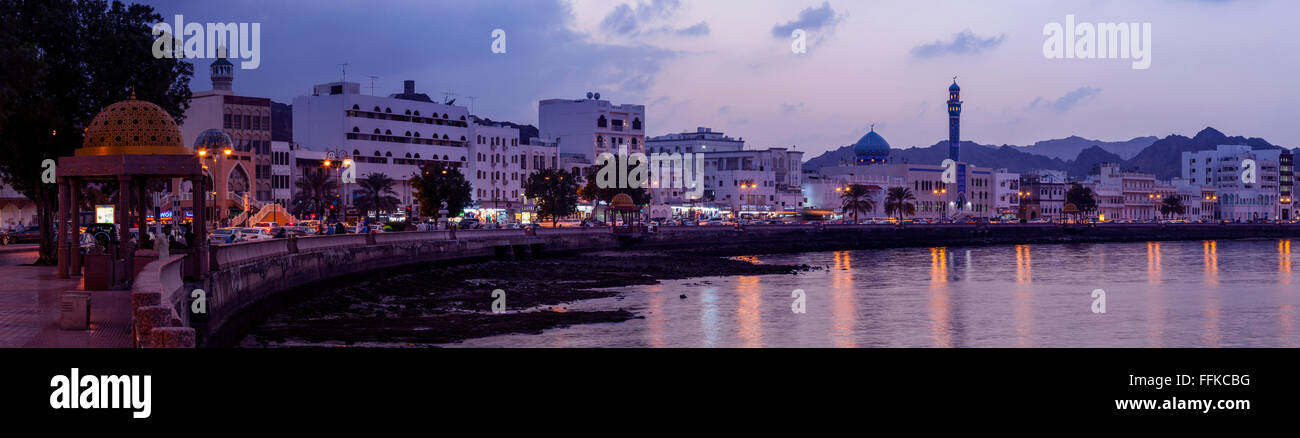 A Panorama Of The Corniche (Promenade) At Muttrah, Muscat, Sultanate Of Oman Stock Photo