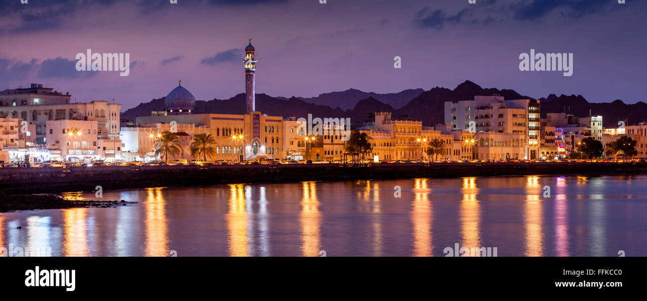 A Panorama Of The Corniche (Promenade) At Muttrah, Muscat, Sultanate Of Oman Stock Photo