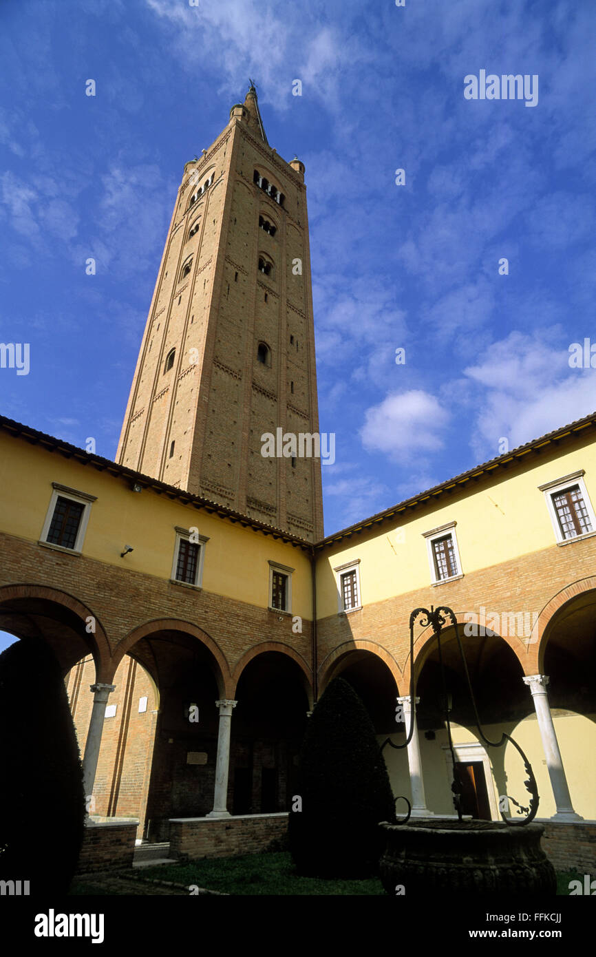 Italy, Emilia Romagna, Forlì, San Mercuriale, cloister and bell tower Stock Photo