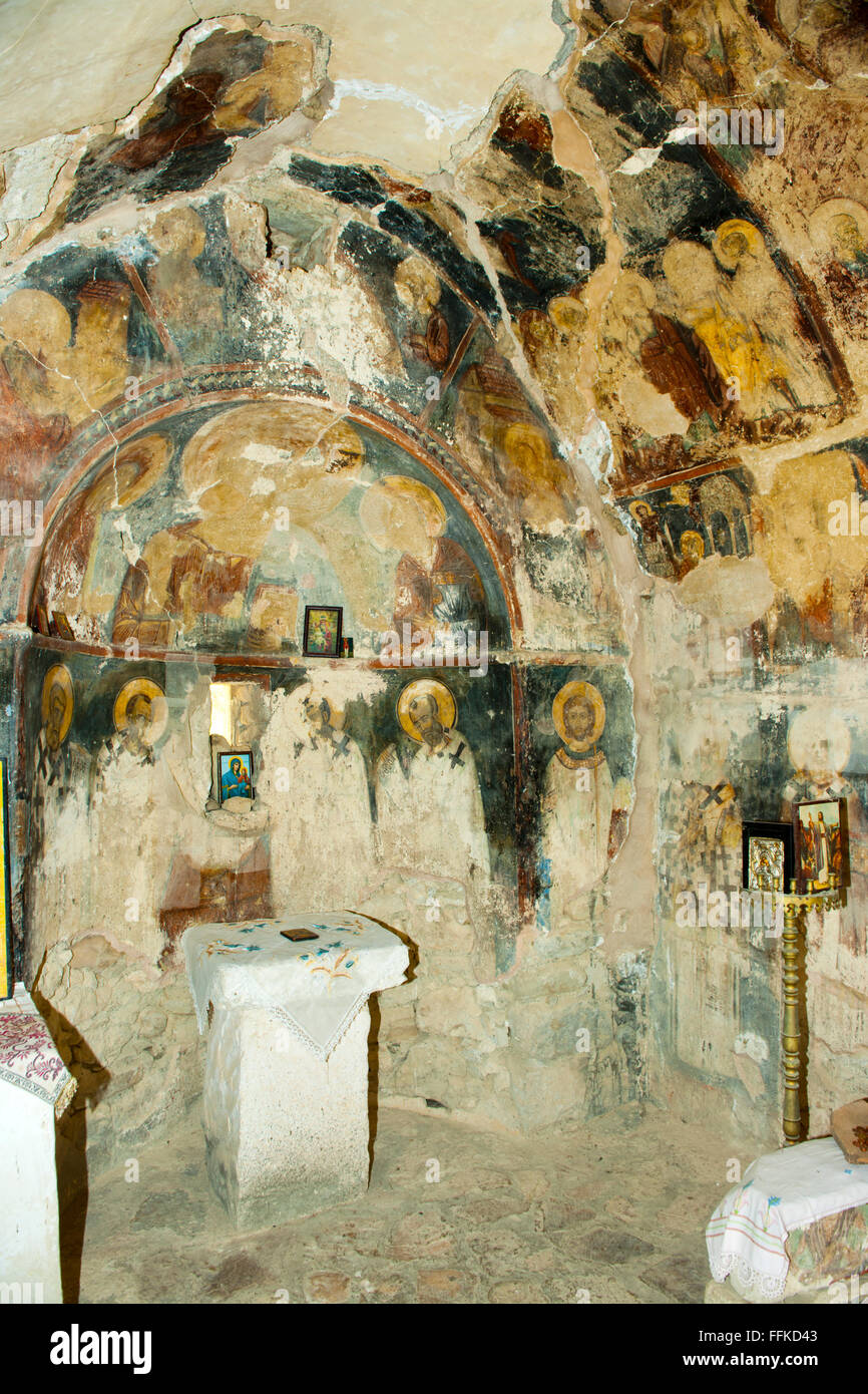 Griechenland, Kreta, Messara-Ebene, Agia Triada, Fresken in der Kapelle Agios Georgios Galatas Stock Photo