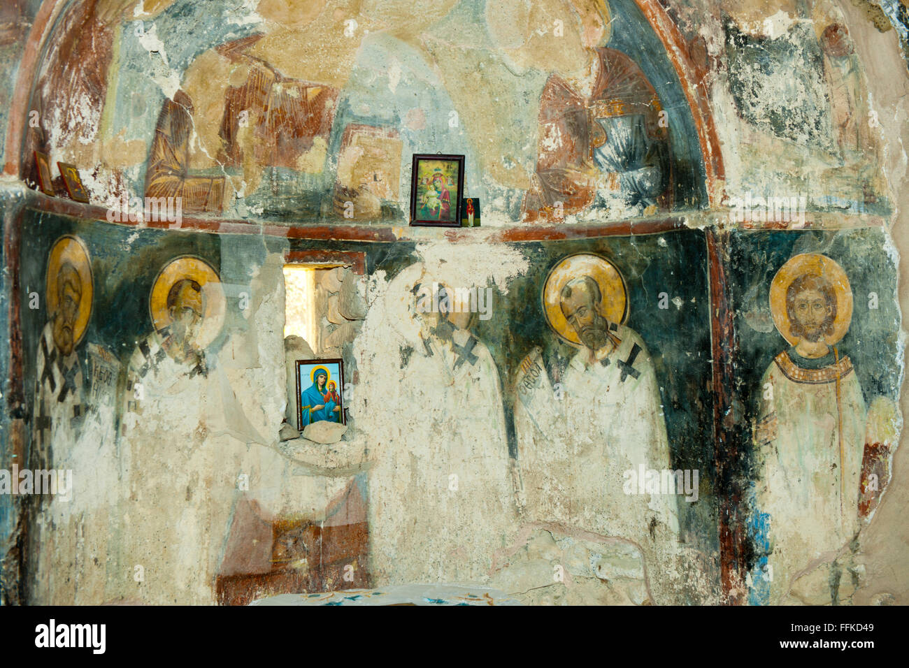 Griechenland, Kreta, Messara-Ebene, Agia Triada, Fresken in der Kapelle Agios Georgios Galatas Stock Photo