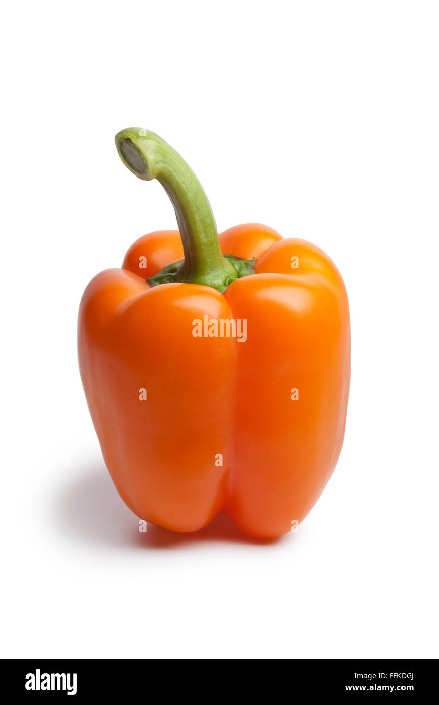 Whole fresh orange bell pepper on white background Stock Photo