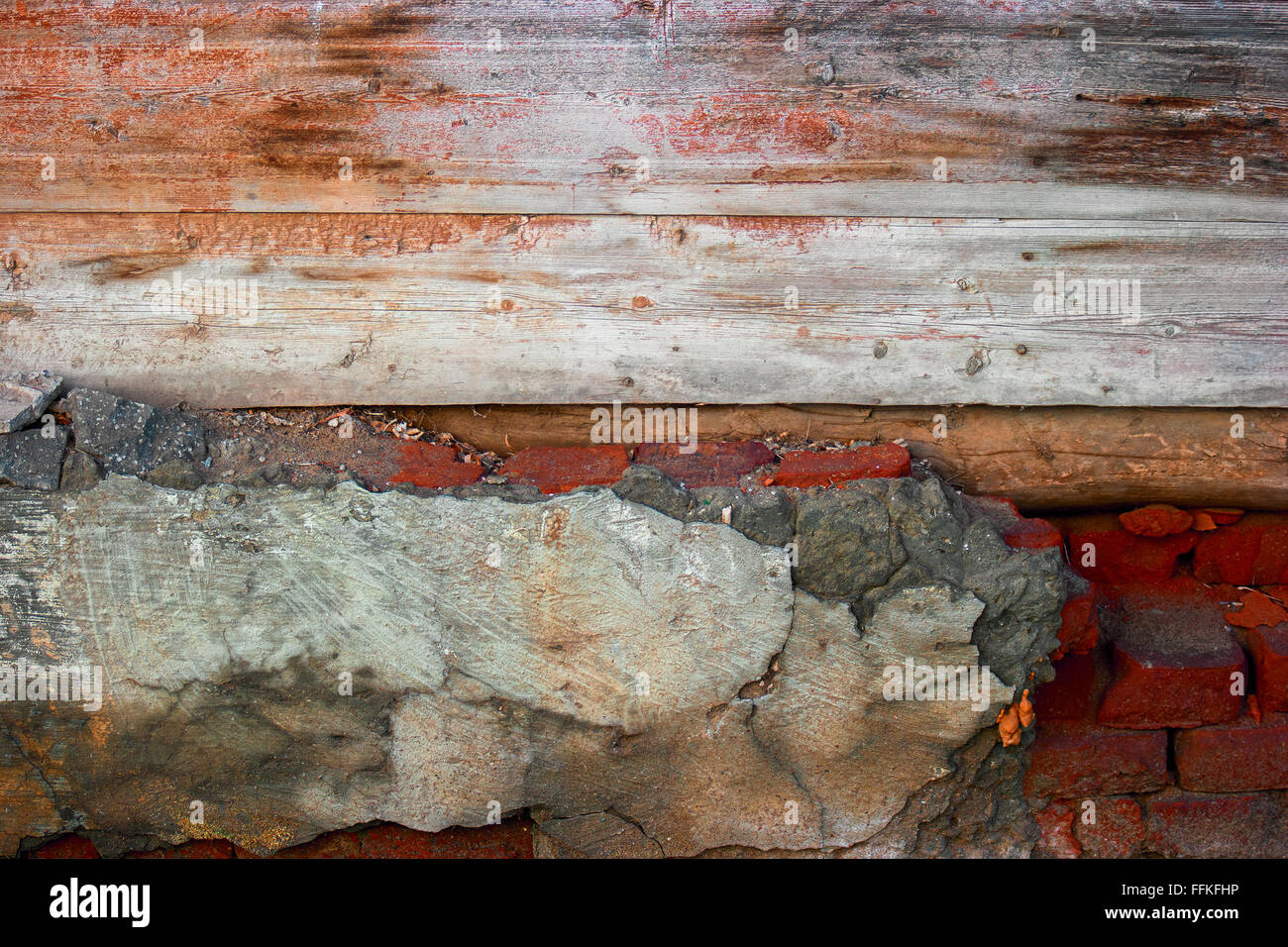 Half weathered wood and half brick exterior wall. Good as a background