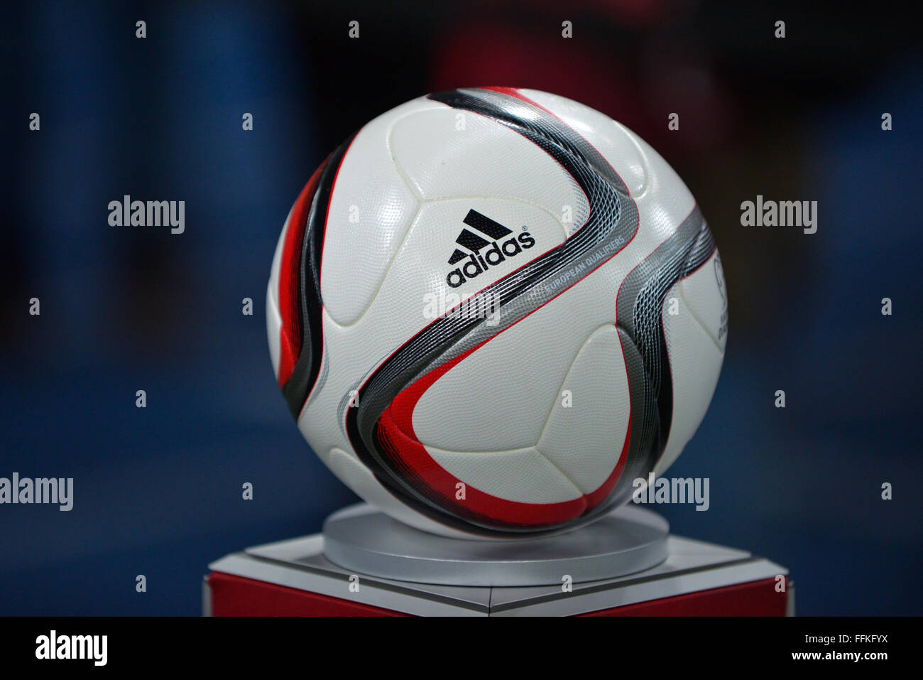 The Adidas ball before the Euro 2016 qualifying soccer match between the  national football teams of Ukraine and Spain Stock Photo - Alamy