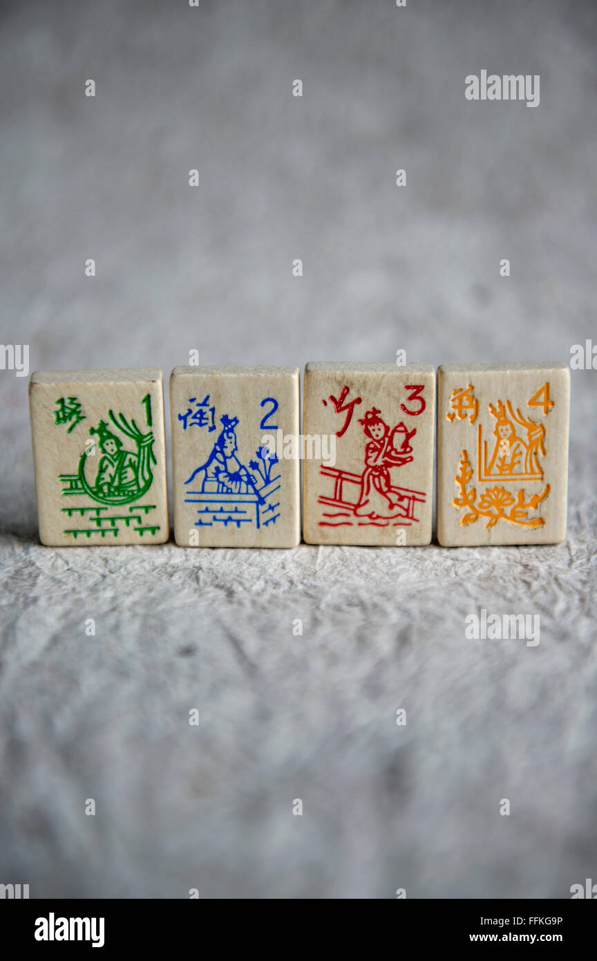 Mahjong season tiles Stock Photo