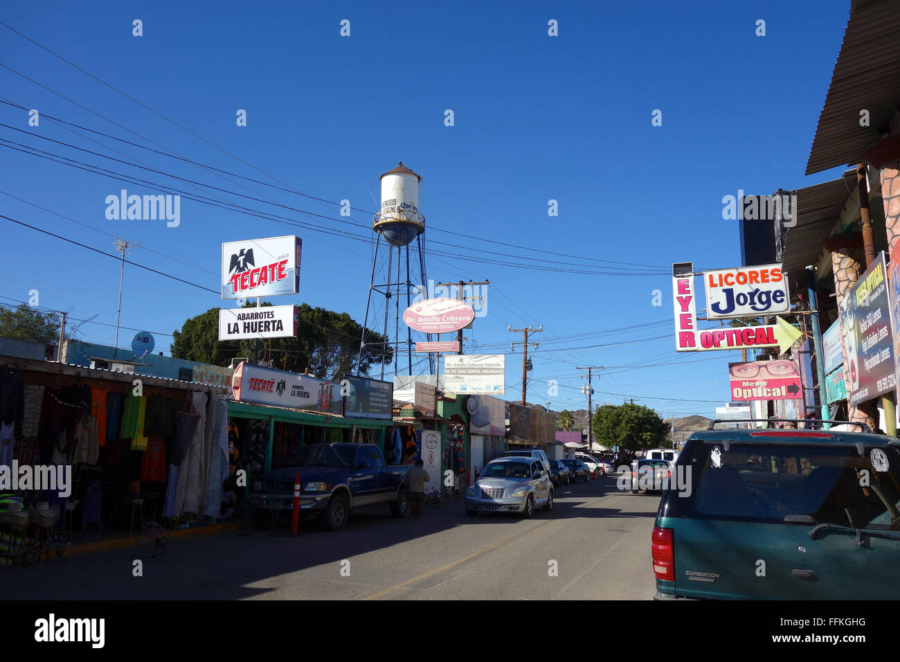 Street view of Los Algodones, Mexico. Stock Photo