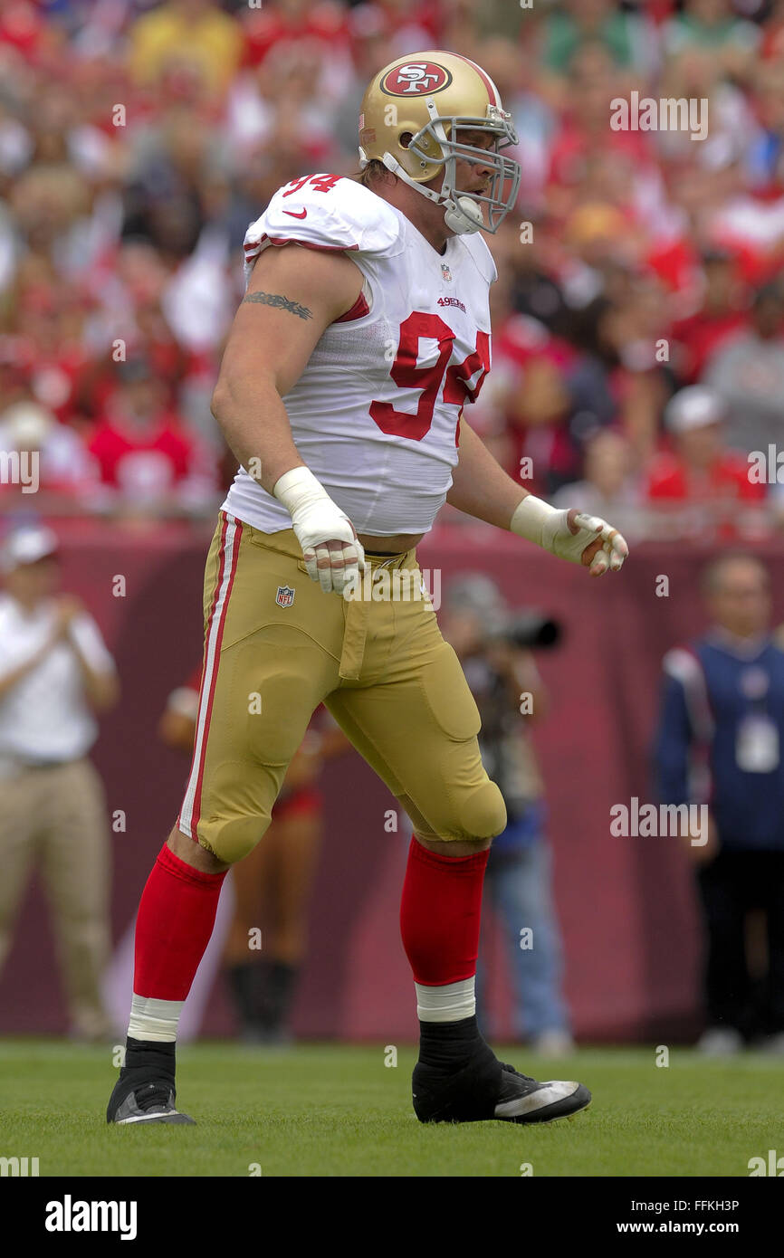 Tampa, FL, USA. 15th Dec, 2013. San Francisco 49ers defensive end Justin Smith (94) during an NFL game against the Tampa Bay Buccaneers at Raymond James Stadium on Dec. 15, 2013 in Tampa, Florida. ZUMA PRESS/Scott A. Miller © Scott A. Miller/ZUMA Wire/Alamy Live News Stock Photo
