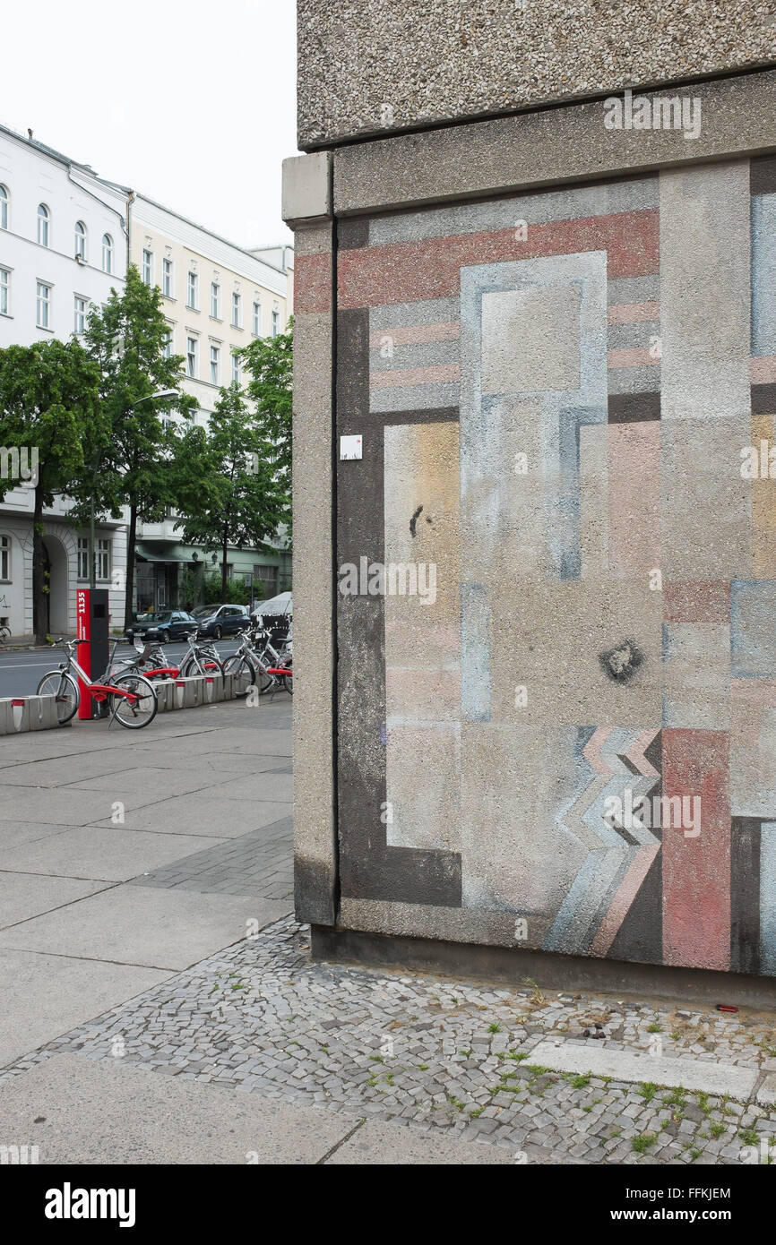BERLIN - MAY 05: Original GDR design on a building facade in Torstrasse in Berlin, on may 5 2015. Stock Photo